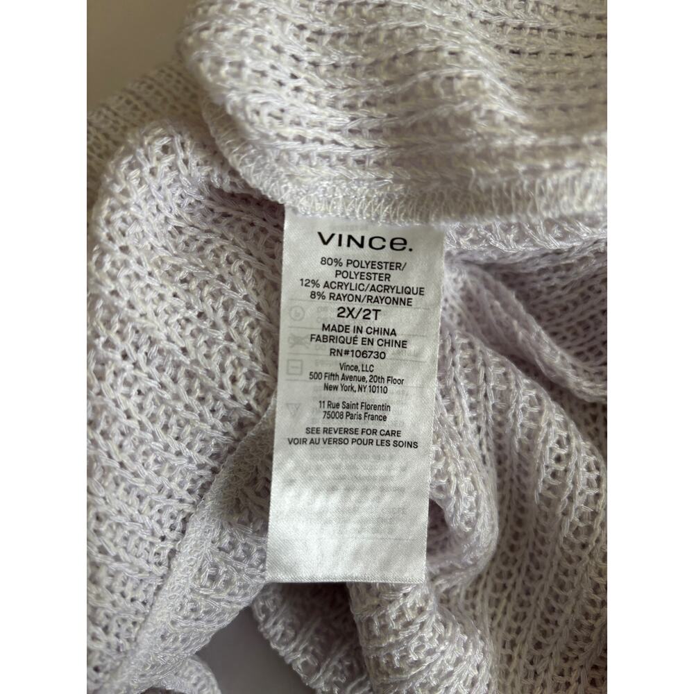 Vince New White Knit Sheer Long Sleeve Shirt Top Size 2X - Picture 7 of 9
